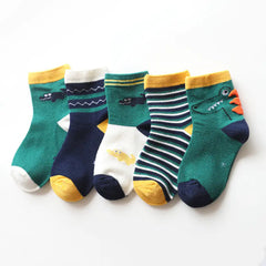 Kids 5-Pairs Cartoon Animal Socks