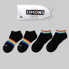 Men's 4-Pairs Thin Rainbow - Short Cotton Trendy Socks
