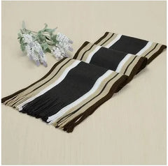 Men's Towel, Striped Scarf, Knit Neck Warmer, Fringe Scarf