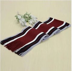 Men's Towel, Striped Scarf, Knit Neck Warmer, Fringe Scarf