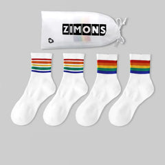 Men's 4-Pairs Thin Rainbow - Short Cotton Trendy Socks