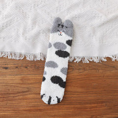 Women's Thick Coral Fleece Cat's Paw Winter Socks