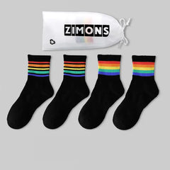 Men's 4-Pairs Thin Rainbow - Short Cotton Trendy Socks