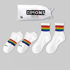 Men's 4-Pairs Thin Rainbow - Short Cotton Trendy Socks