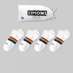 Men's 4-Pairs Thin Rainbow - Short Cotton Trendy Socks