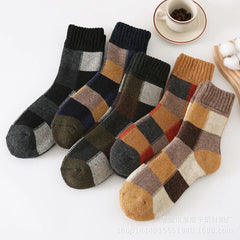 Men's 5-Pairs Thickened Wool Plush Retro Checker Socks