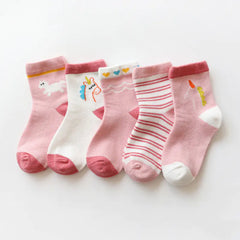 Kids 5-Pairs Cartoon Animal Socks