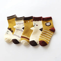 Kids 5-Pairs Cartoon Animal Socks