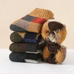 Men's 5-Pairs Thickened Wool Plush Retro Checker Socks
