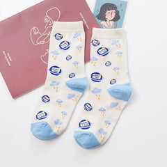 Women's Cute Strawberry Cow Cartoon Socks