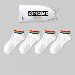 Men's 4-Pairs Thin Rainbow - Short Cotton Trendy Socks