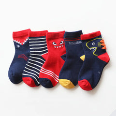 Kids 5-Pairs Cartoon Animal Socks
