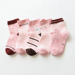 Kids 5-Pairs Cartoon Animal Socks