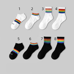 Men's 4-Pairs Thin Rainbow - Short Cotton Trendy Socks