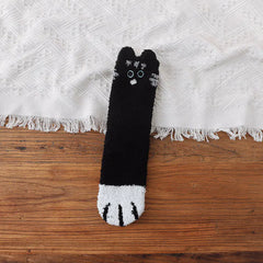 Women's Thick Coral Fleece Cat's Paw Winter Socks