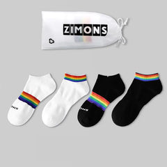 Men's 4-Pairs Thin Rainbow - Short Cotton Trendy Socks