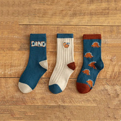Kids 3-Pairs Cartoon Wool Medium Tube Socks