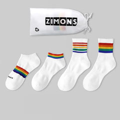 Men's 4-Pairs Thin Rainbow - Short Cotton Trendy Socks