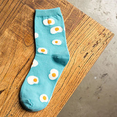 Women's Egg Print, Mid-Calf Cotton Socks