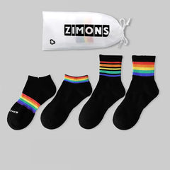 Men's 4-Pairs Thin Rainbow - Short Cotton Trendy Socks