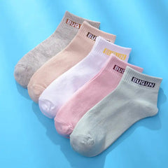 Women's 5-Pairs Low-Cut Striped Cotton Socks
