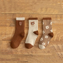 Kids 3-Pairs Cartoon Wool Medium Tube Socks