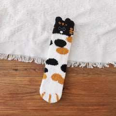 Women's Thick Coral Fleece Cat's Paw Winter Socks