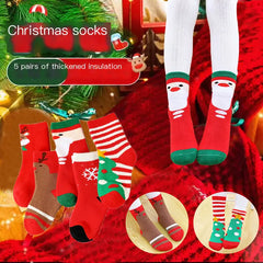 Kids 5-Pairs Cute Coral Fleece Christmas Socks