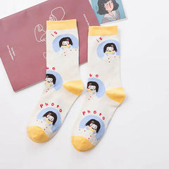 Women's Cute Strawberry Cow Cartoon Socks