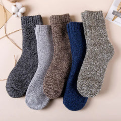 Men's 5-Pairs Thickened Wool Plush Retro Checker Socks