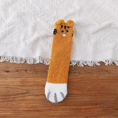 Women's Thick Coral Fleece Cat's Paw Winter Socks